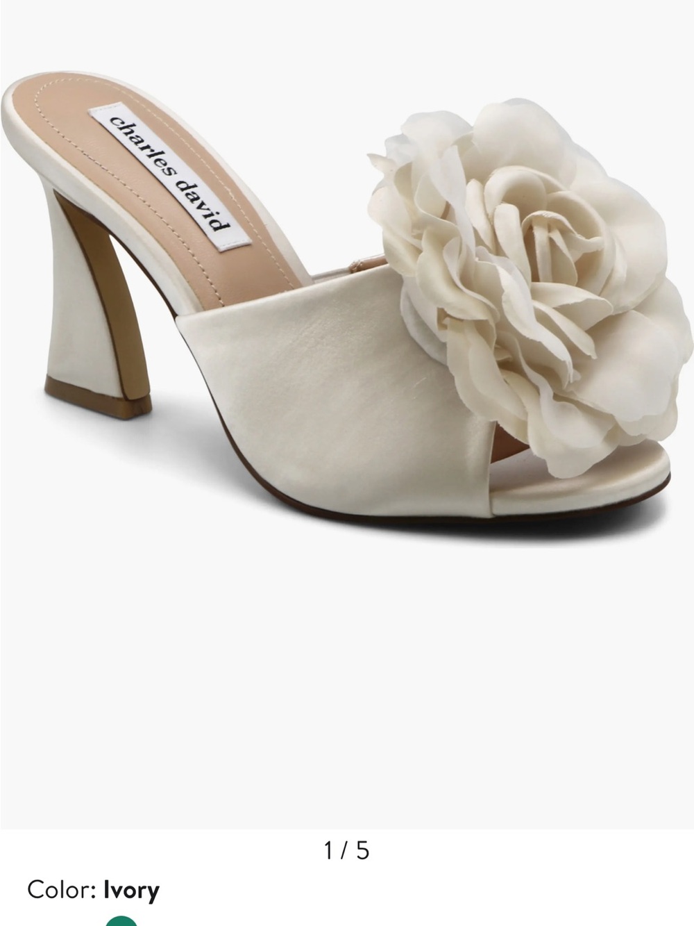 Charles David Ivory Satin Floral Mule